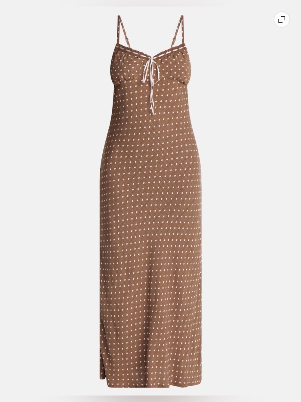 P42 No Boundaries Brown Polka Dot Sweetheart Maxi Dress XXS